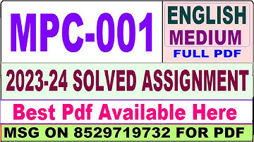 mpc 001 solved assignment 2023-24 || mpc 1 solved assignment 2024 in english || ignou ma psychology