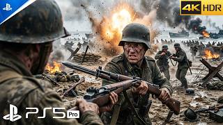 (PS5) D-Day Normandy Beach Assault | Intense War Gameplay [4K60FPS] COD WWII
