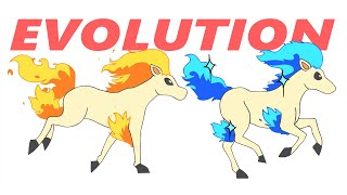 PONYTA Evolution - Normal and Shiny, Pokemon Transformation Animation Gif - Rapidash