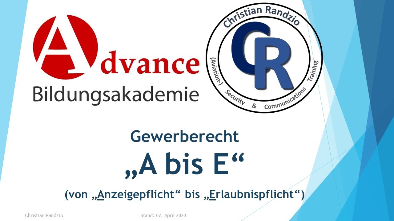 New Gewerberecht zur Sachkunde nach § 34a GewO - Begriffsbestimmungen von A bis E