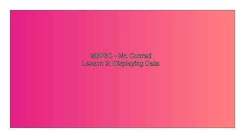 MBF3C Lesson 9 Displaying Data