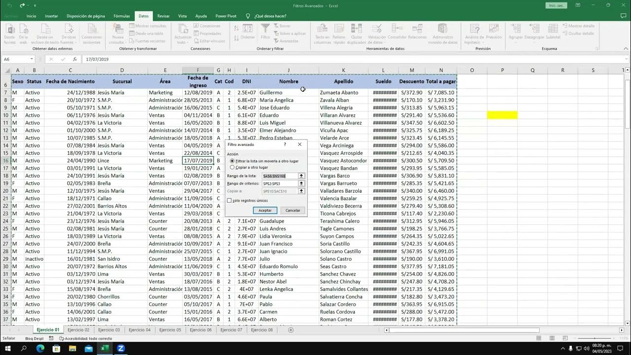 Filtros Avanzados Repaso Tablas Dinámicas YouTube