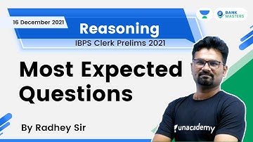 Most Expected Questions | Reasoning I IBPS Clerk Prelims 2021 | Radhey Sir | Bank Masters