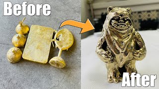 Casting A Golden EWOK From Star Wars - How To Make Bronze Miniatures