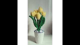 Tulip Creation by MM Knitting Project #rajut #tulip #handmade #macrame #macrametutorial