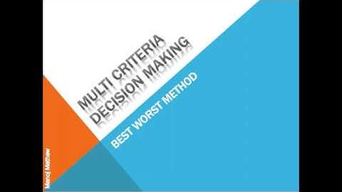 Best Worst Method- finding subjective weights of criteria