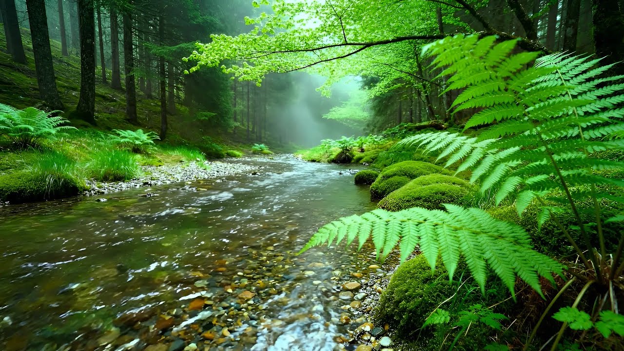 Calming Forest Ambience Birds Singing Beautiful Stream Sounds for Medicine, Deep Sleepp, Study Focus