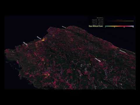 سمندری طوفان ماریا کے بعد ناسا کے سیاہ سنگ مرمر کے نقشے پورٹو ریکو کی توانائی کا استعمال