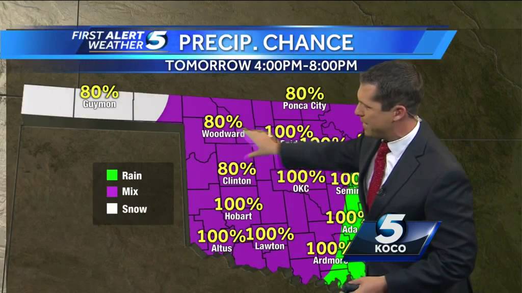 Ice will coat part of Oklahoma while a cold rain falls too