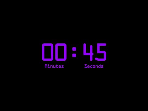 45 Seconds Countdown Timer with Alarm & Time Markers / Chapters - Retro Digital - Purple - v2