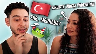 Girlfriend Teaches Boyfriend TURKISH w/ Duolingo - BASICS & PHRASES Part 1