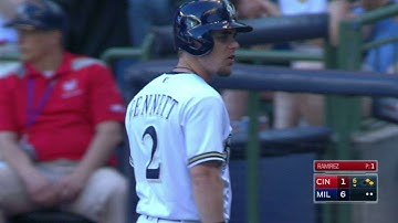 CIN@MIL: Gennett tacks on a run with a sacrifice fly