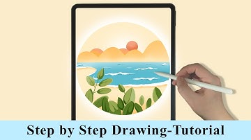 Relax Beach Scene iPad Procreate Drawing - Step by Step Drawing Tutorial
