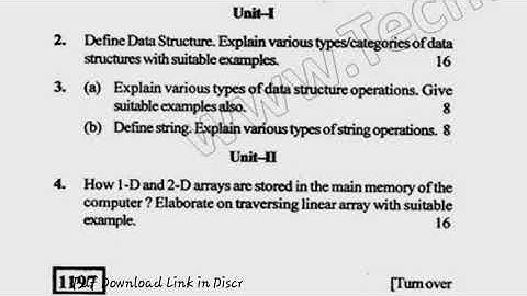 2019 KUK BCA 3rd Sem Data Structure Question Paper