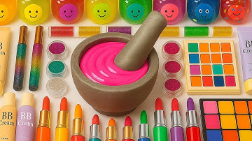 Satisfying Slime ASMR Video | DIY How To Make Glossy Pink Slime Mixing Makeup Glitters Lipstick