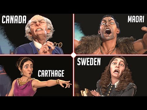 Civilization 6: Gathering Storm - All NEW Leaders Declare War On You (Cutscenes)