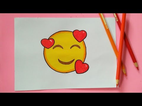 How To Draw A Heart Eyes Emoji For Kids Heart Eyes Emoji Easy Draw Tutorial Youtube