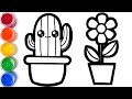 Draw a cactus and a flower/ Рисуем кактус и цветок