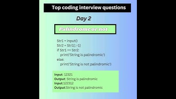 Top Coding interview questions.  Day 2: Palindrome or not code in Python. #coding #python #interview