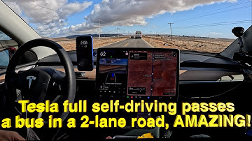 Tesla full self-driving FSD 13.2.8 passes bus in a 2-lane road, Baja, Mexico, AMAZING! 👏 🇺🇸 🇫🇷 🇧🇷 🇮🇱