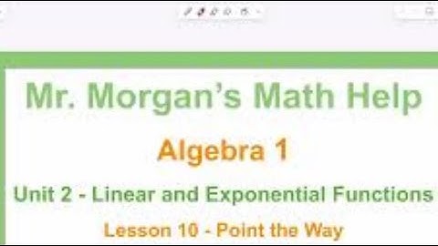 OUR Algebra 1 - Unit 2 Lesson 10 - Point the Way - Mr. Morgan’s Math Help