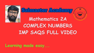Maths 2A Complex Numbers Very Imp SAQS/#maths2a
