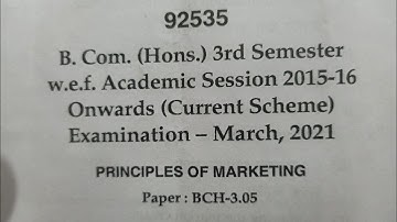 2021, MDU, B.com(H), 3rd sem. , principles of marketing question papers