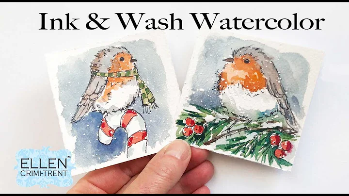 Ink & Wash Watercolor Christmas Card Ideas- Winter...