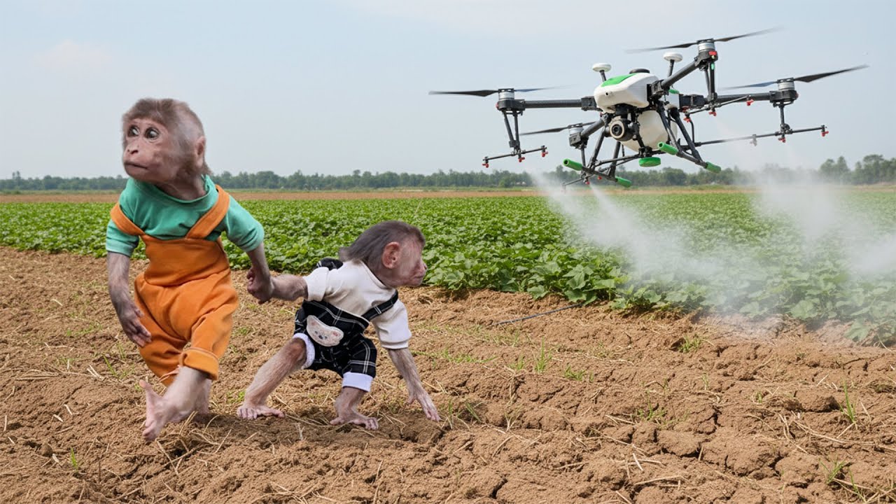 Monkey Bon and Moon Curiously Watch Airplane – Never Expected a “Heart Stopping” Ending! ✈️🐒