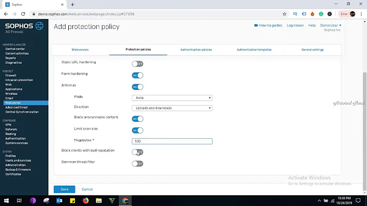 configure web server protection policies in sophos xg firewall 230