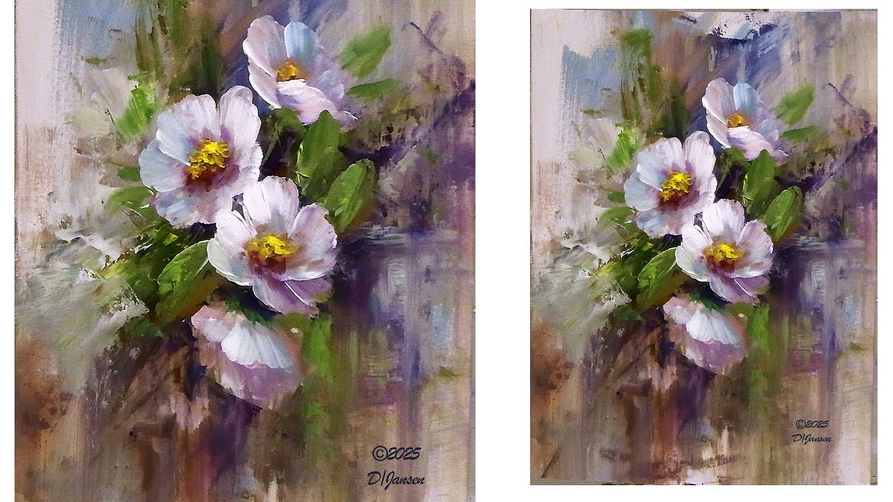 Painting Stroke Blossoms with the Painting Knife and Brush- Casual Techniques.