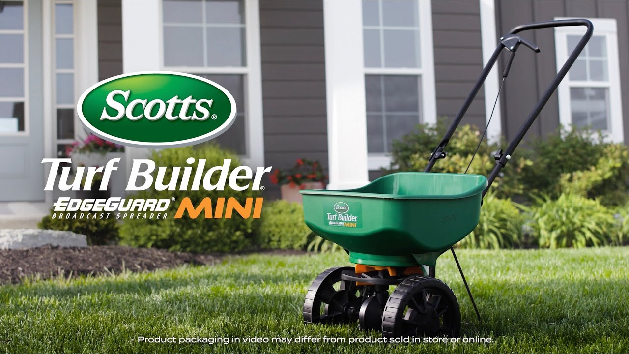 How To Use Scott Spreader How To Use Scotts® Turf Builder® Edgeguard® Mini Broadcast Spreader -  YouTube