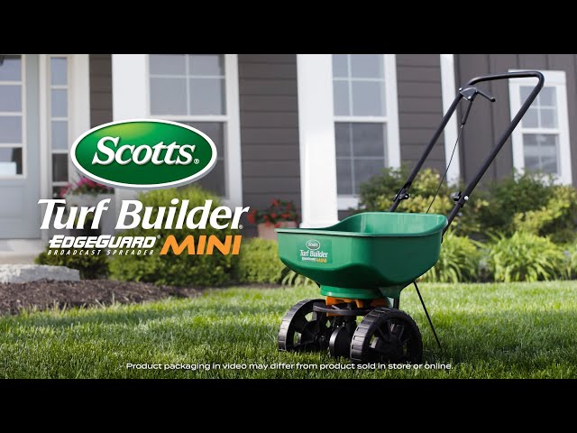 How To Use Scotts® Turf Builder® Edgeguard® Mini Broadcast Spreader -  YouTube