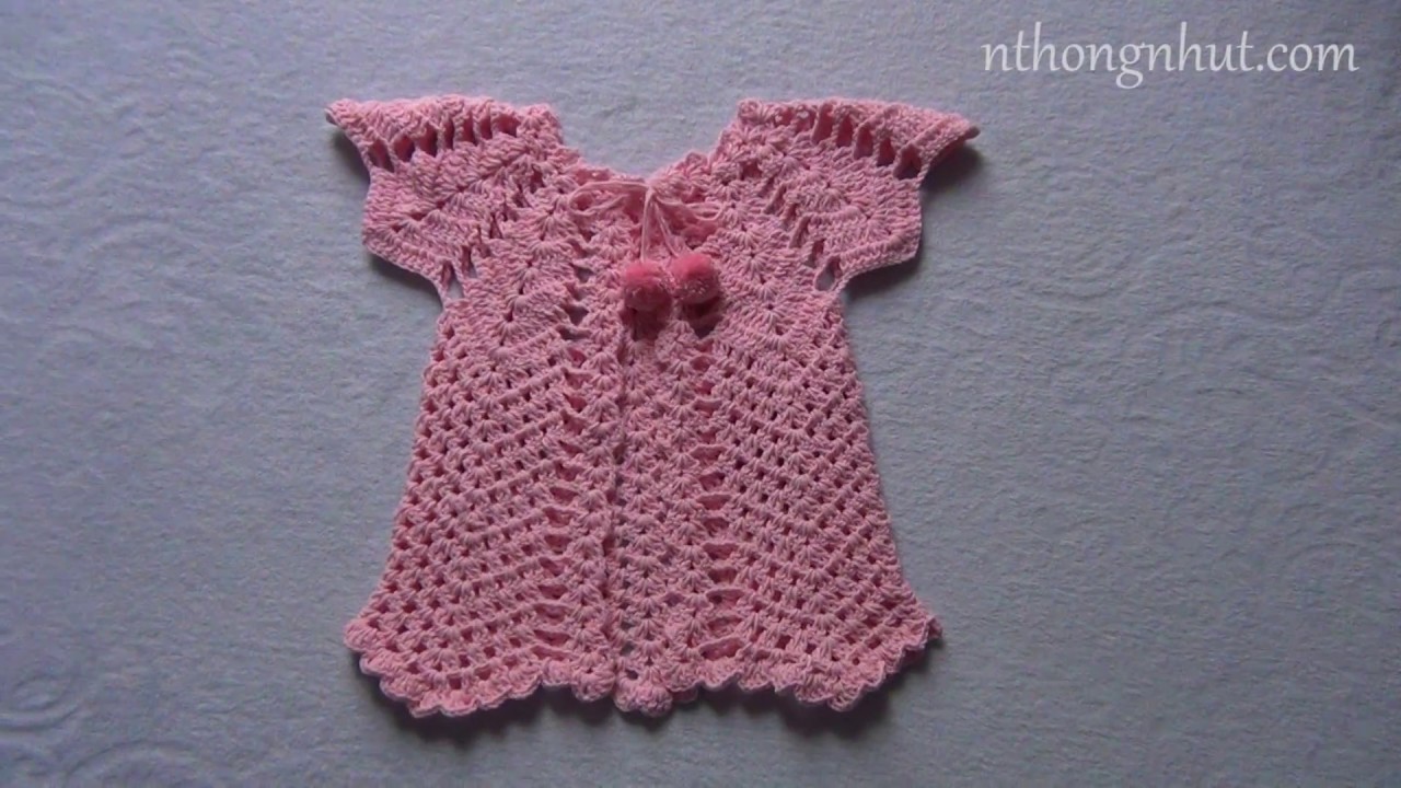 Crochet baby sweater tutorial (Eng sub) I Móc áo len họa tiết gợn sóng cho bé gái 2-3 tuổi