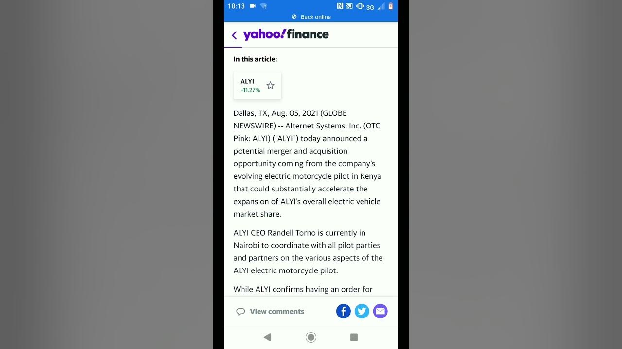 ALYI Merger and acquisition opportunity August 5th, 2021 News YouTube