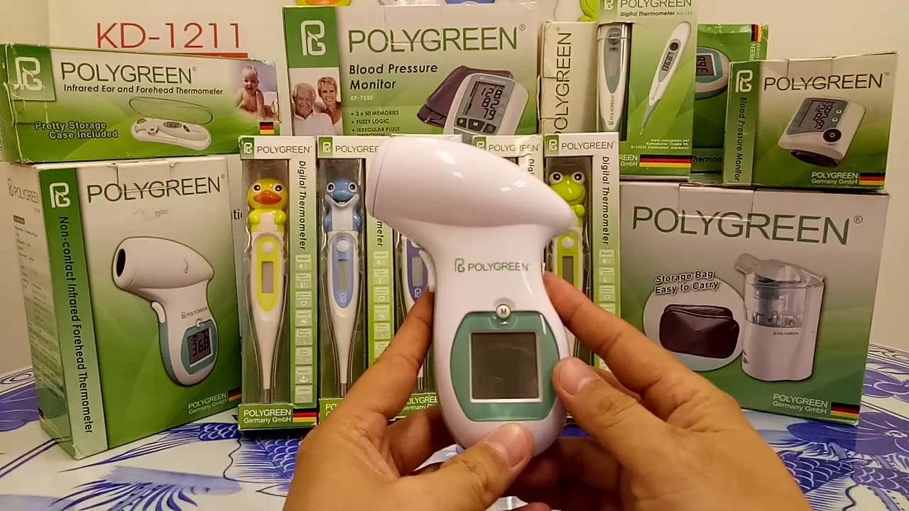 Polygreen KI-8280 Non-contact Infrared Forehead Thermometer - YouTube