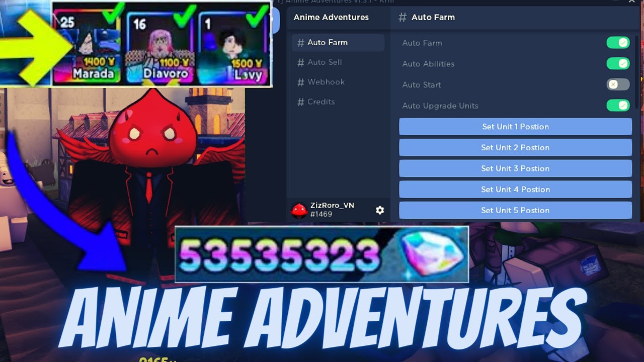 Anime Adventures Scripts – AutoFarm, Infinite gems & Redeem All codes  (Working) #1