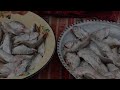 Cooking Fried Fish Fresh Bread In Snowy Weather 