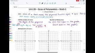 Math 3 - Unit 2B - Finding Zeros of Polynomial Functions (1/2)