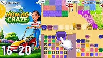 Mowing Craze Level 16-20 Gameplay | ASMR Grass Sorting Puzzle