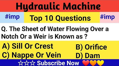 Top 10 Hydraulic Machine Objective Question And Answer For All Competitive Exams