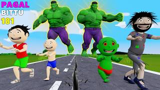 Gaw Mein Hulk Monster Cartoon Comedy | Hulk Monster Comedy | Funny Comedy Video - Bittu Sittu Toons Resimi