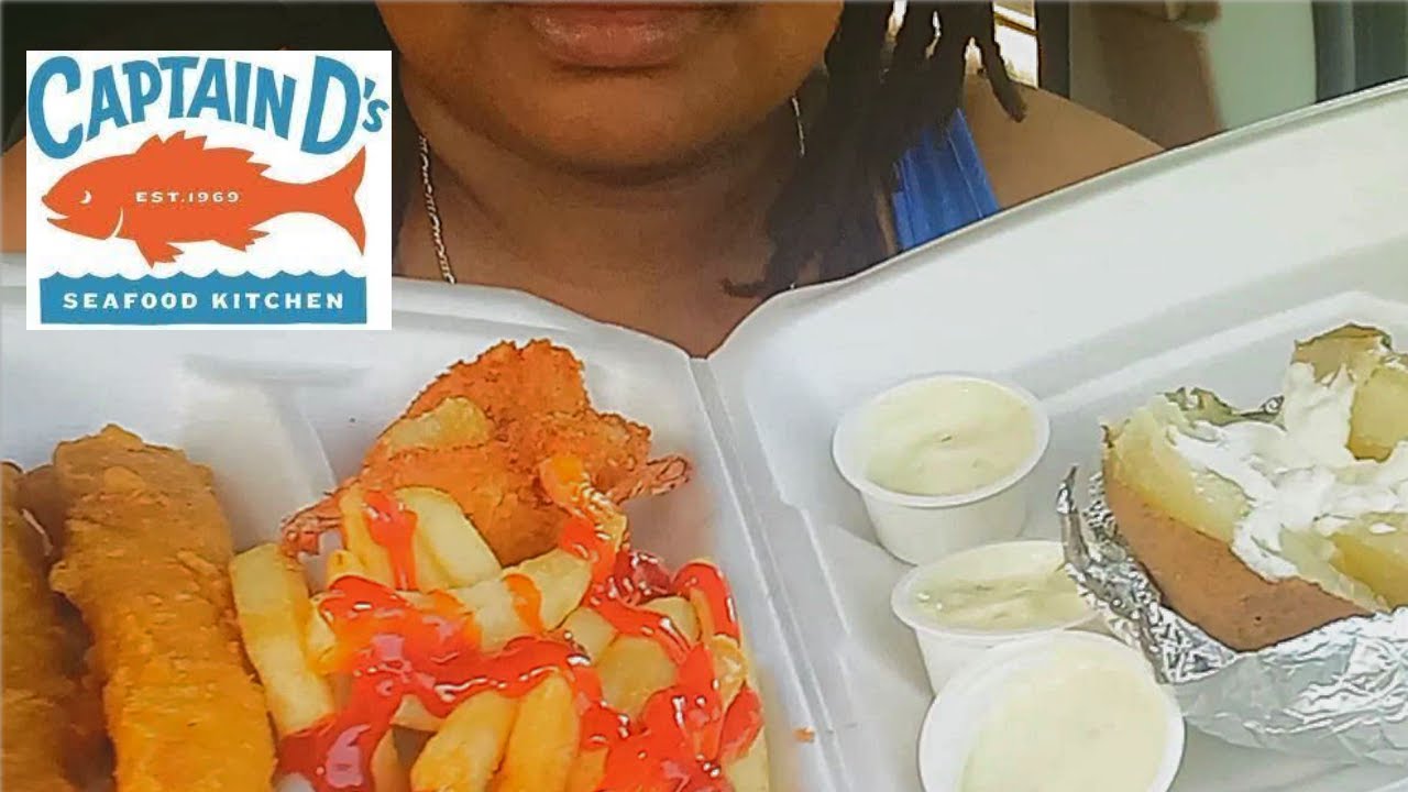 ASMR CAPTAIN D'S FISH BUTTERFLY SHRIMP FRIES AND BAKED POTATO MUKBANG YouTube