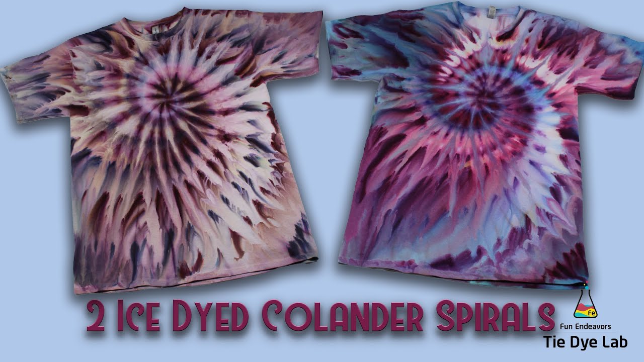 Tie Dye Designs: 2 Colander Spirals (Experimenting with dye application and tape)
