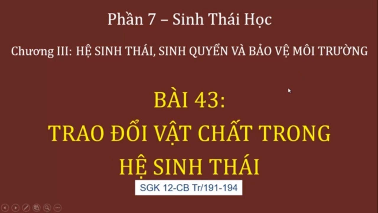 Sinh học 12. Bài 43. Trao đổi vât chất trong hệ sinh... - youtube