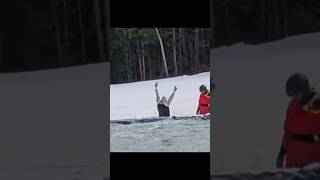 I MADE IT across the 2026 Whiteface Mountain Pond Skim #shorts #pondskim #snowboarding #whiteface
