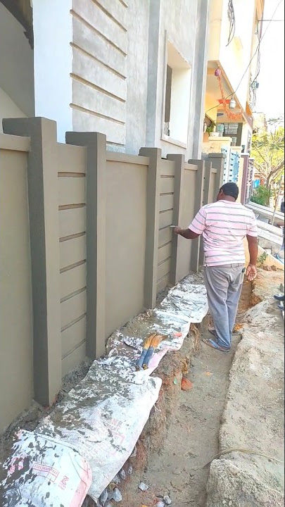 Beautiful Compound Wall Design #construction4u #elevationdesign #shorts