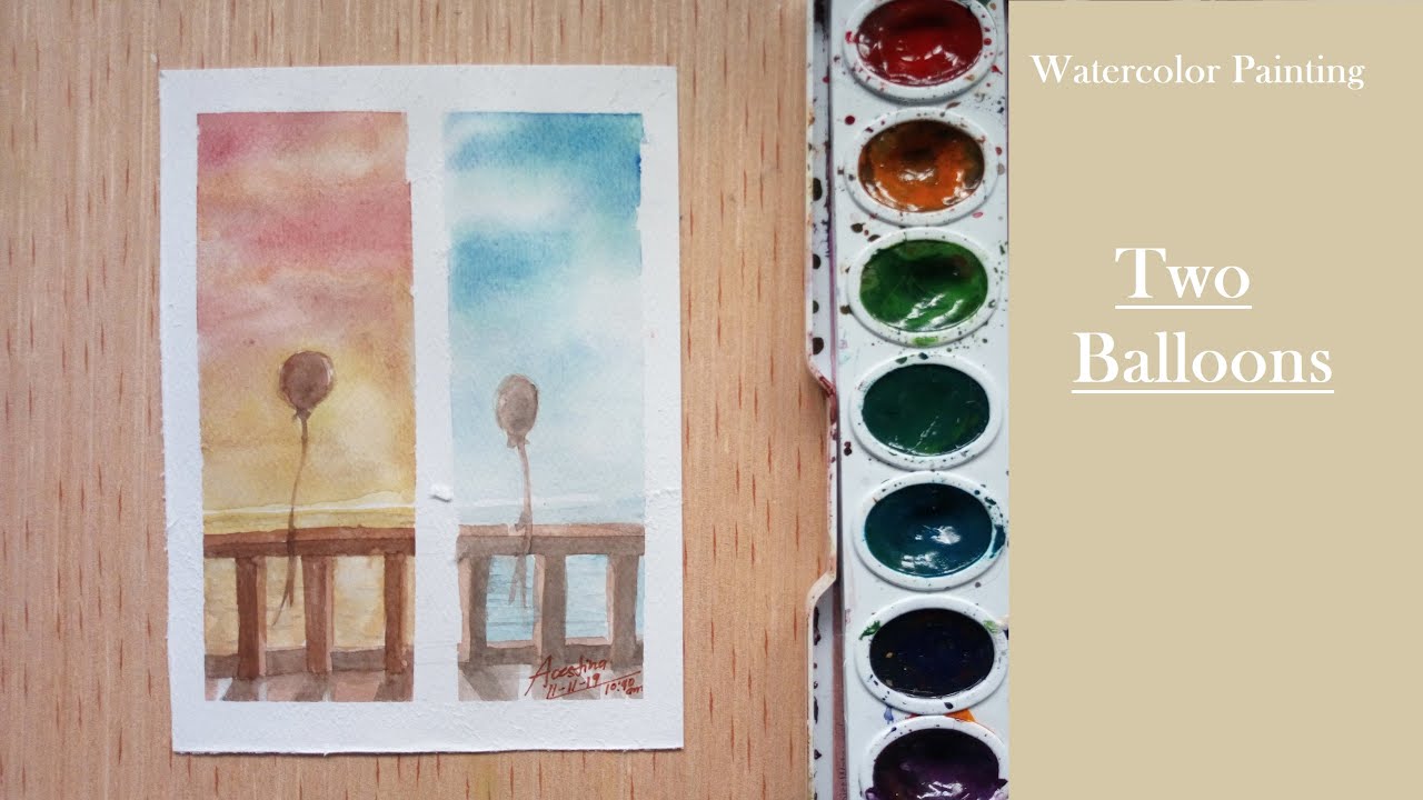 Two Balloons | Easy Watercolor Painting for Beginners | Tutorial with ...
