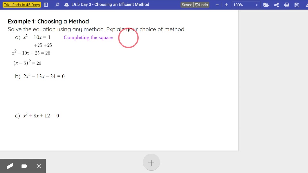 L9.5 Choosing an Efficient Method - Example 1a - YouTube