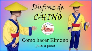 DIY. Disfraz de Chino ? Como hacer Kimono  (Quimono) para niño paso a paso.